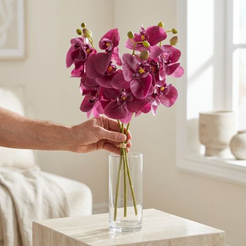 Orchidées Artificielles Violettes 56 cm, 3 Tiges | Floristik24.fr