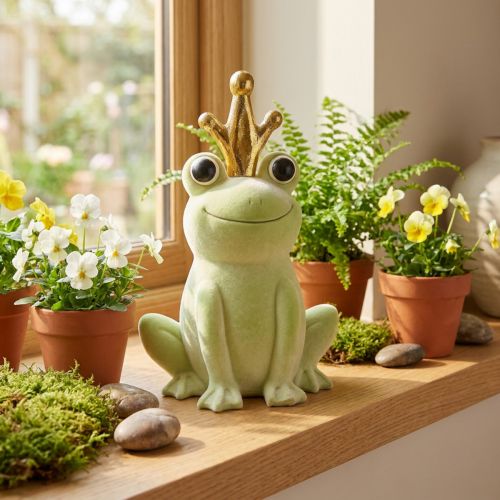 Deko grenouille avec couronne en or - décoration 40,5 cm vert clair | Floristik24.fr