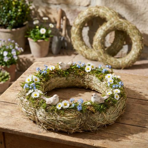 Couronnes en foin naturel 31-32 cm - Lot de 5 | Floristik24.fr