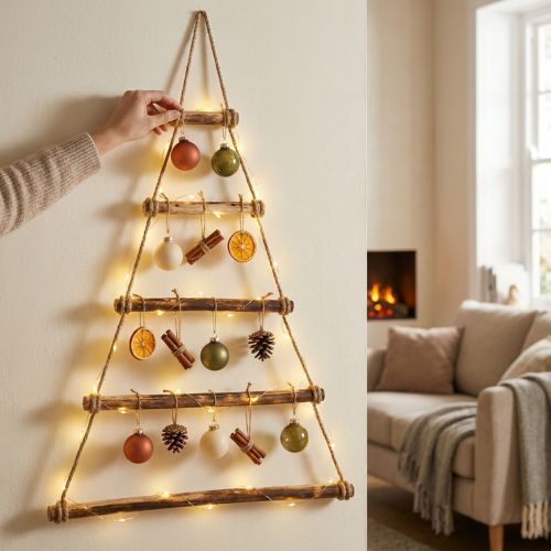 Décoration murale bois flammé style Boho pour Noël 75×105 cm | Floristik24.fr