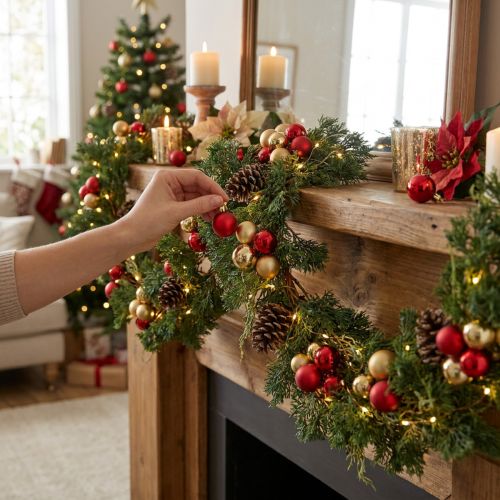 Guirlande de Cèdre Artificielle 160 cm - Décoration Murale et Fenêtre de Noël | Floristik24.fr