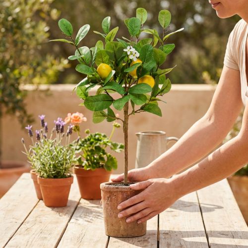 Kunstlicher citronnier décoratif en pot 58 cm | Floristik24.fr