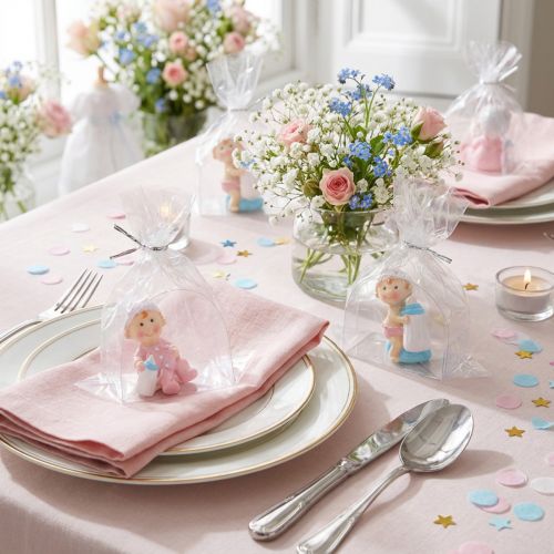 Figurines décoratives bébés – bleu et rose – 4,5 cm – lot de 2 | Floristik24.fr