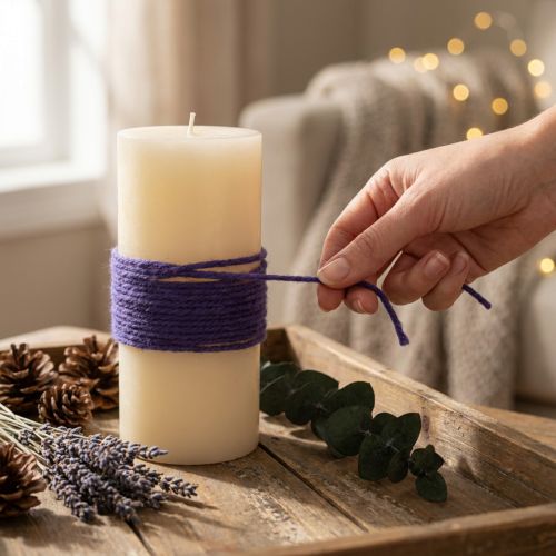Fil en laine et jute 55m violet foncé pour décoration | Floristik24.fr
