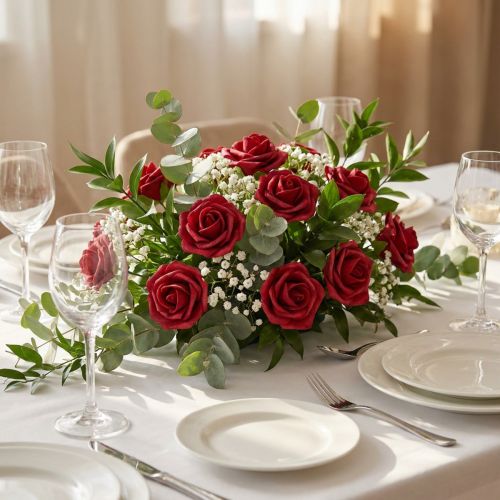 Roses en mousse rouges Ø4 cm - Lot de 48 | Floristik24.fr
