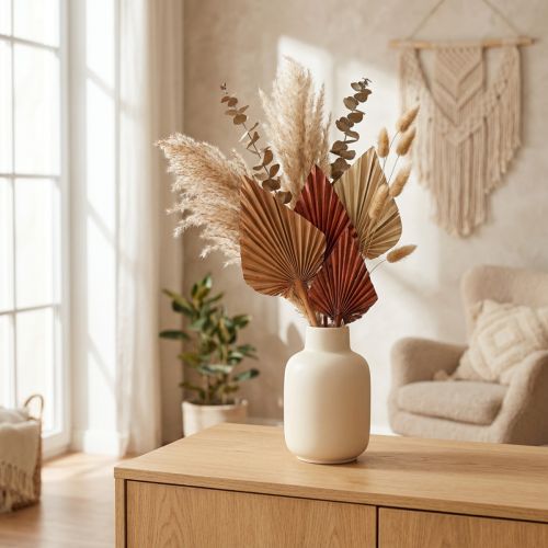 Lot de 30 feuilles de palmier séchées Mini Maroc, orange, rouge et naturel | Floristik24.fr