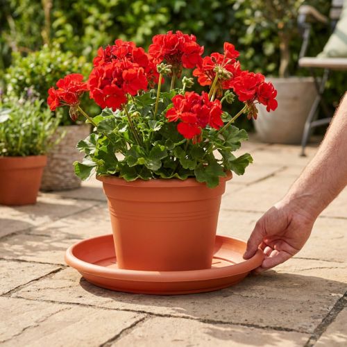 Soucoupe ronde terracotta Ø37 cm en plastique | Floristik24.fr