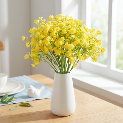 Gypsophile artificielle jaune - 4 tiges - 46 cm | Floristik24.fr