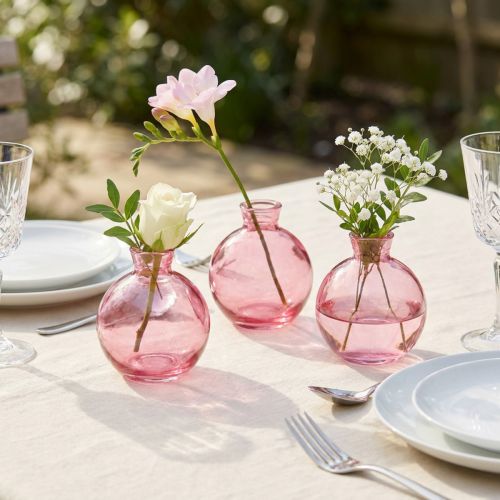 Lot de 6 minivases en verre rose bombé Ø7,5 cm H9 cm | Floristik24.fr