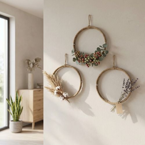 Anneaux décoratifs en jute Ø30 cm à suspendre - Lot de 3 | Floristik24.fr