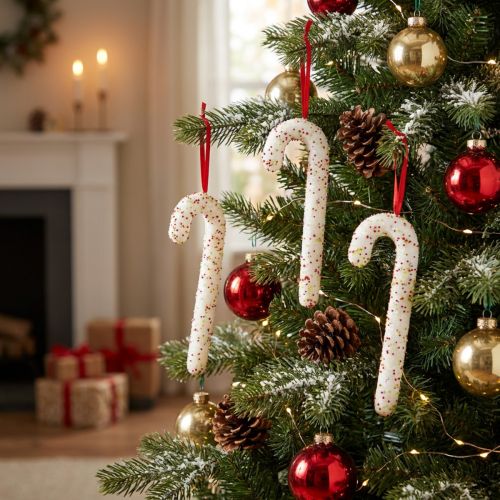 Zuckerstangen blanches et colorées avec paillettes – Lot de 4, 30 cm | Floristik24.fr
