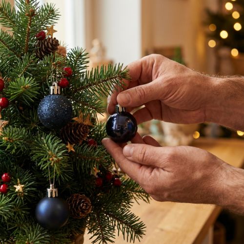 Boules de Noël miniatures bleu nuit Ø3cm - Lot de 14 | Floristik24.fr