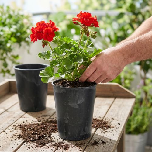 Pots en plastique anthracite Ø13cm H16,5cm - Lot de 4 | Floristik24.fr