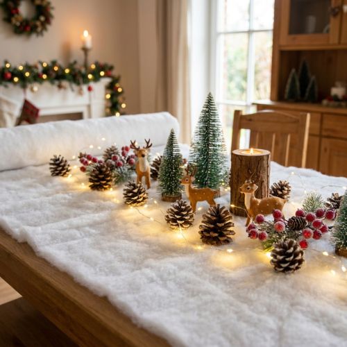 Déco neige artificielle blanche en polyester 600×45 cm | Floristik24.fr