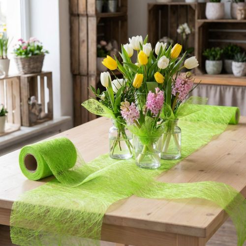 Ruban décoratif en fibre de soie 8 cm x 25 m vert pomme | Floristik24.fr