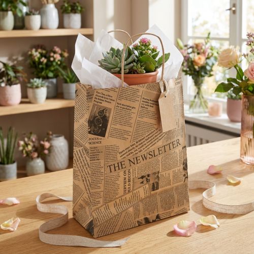 Sacs en papier design journal 18x9 cm - Lot de 50 | Floristik24.fr
