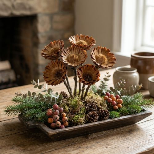 100 Tiges de Compacta Rosette Séchées Naturelles pour Décoration | Floristik24.fr