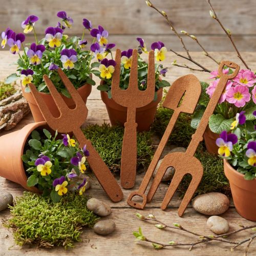 Set de Décoration Jardin en Feutrine Marron – 4 pièces | Floristik24.fr