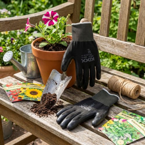 Gants de Jardin Noir en Nylon Kixx Taille 10 | Floristik24.fr