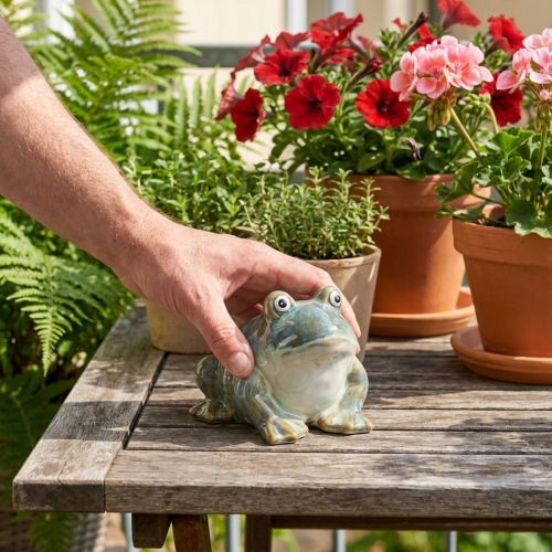Article Figurine Grenouille en Céramique 12 cm – Décoration Estivale Intérieure et Balcon