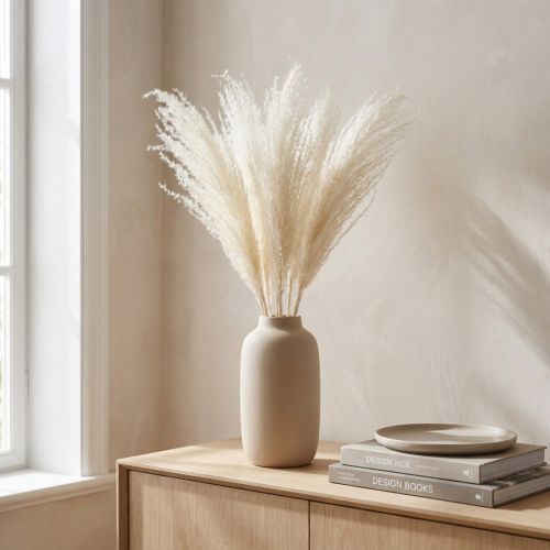 Article Silbergras séché blanc – Décoration naturelle 70 cm (Lot de 10)
