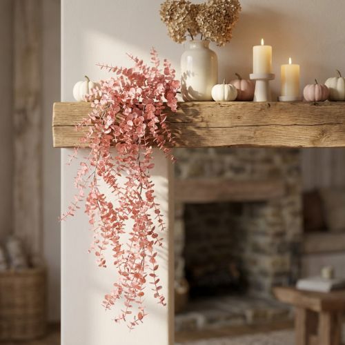 Plante artificielle Eucalyptus suspendu rose 150 cm pour décoration d'automne | Floristik24.fr
