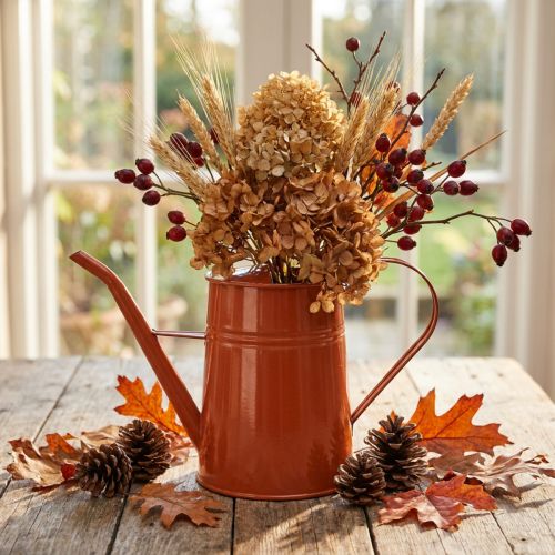 Article Arrosoir décoratif en métal orange brun 1,7L style vintage pour intérieur