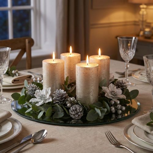 Bougies unies platine 70x120mm 4 pcs | Floristik24.fr