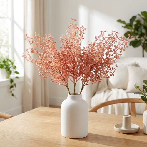 Branches décoratives artificielles roses avec feuilles – Lot de 3, 44 cm | Floristik24.fr