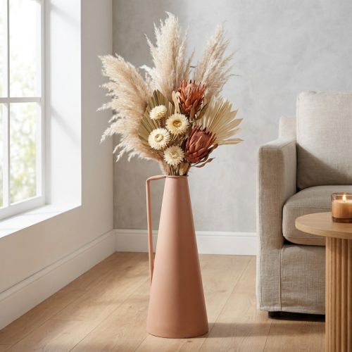 Vase en métal saumon à anse - 48 cm | Floristik24.fr