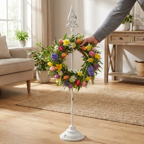 Support pour Couronne Shabby Chic Blanc en Fonte 76 cm | Floristik24.fr