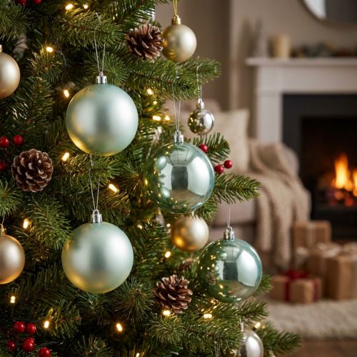 Boules de Noël incassables vert clair Ø10 cm - Lot de 4 | Floristik24.fr