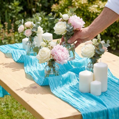 Ruban décoratif turquoise effet froissé 100 mm x 15 m | Floristik24.fr