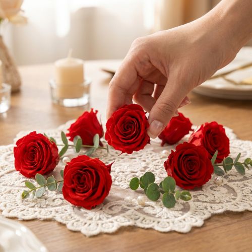 Article 16 Mini Têtes de Roses Conservées Rouges Ø3cm