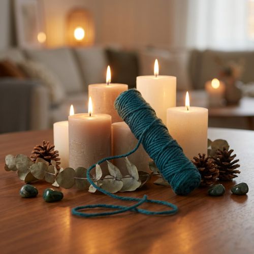 Fil décoratif en jute et laine, couleur pétrole, 55 m | Floristik24.fr