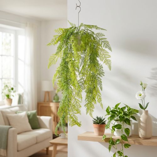 Fausse plante suspendue en fougère - décoration intérieure en vert naturel 80 cm | Floristik24.fr