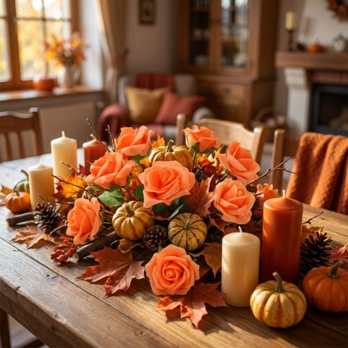 48 Roses en mousse orange Ø 3,5 cm avec fil métallique | Floristik24.fr