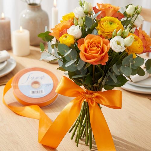 Ruban cadeau et décoration 15 mm x 50 m orange | Floristik24.fr