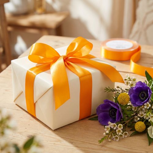 Ruban cadeau et décoration 25 mm x 50 m orange | Floristik24.fr