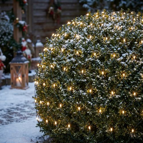 Filet lumineux LED 384 lumières blanc chaud 3x3m extérieur | Floristik24.fr