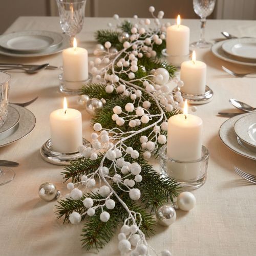 Article Guirlande Boules de Neige Décorative Blanche Pailletée 125 cm