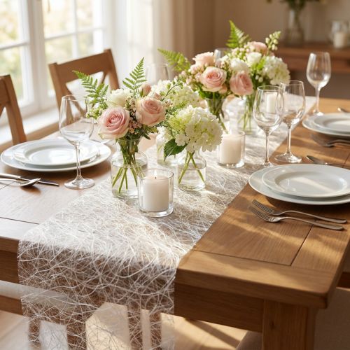 Déco polaire Sizoweb chemin de table blanc 30cm 5m | Floristik24.fr