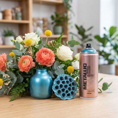 Article Bombe de peinture effet métallique bleu Caraïbes 400 ml