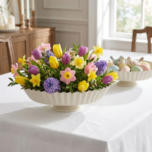 Assiette déco rétro Plateau sur pied Métal Gris Ø24cm 2pcs | Floristik24.fr