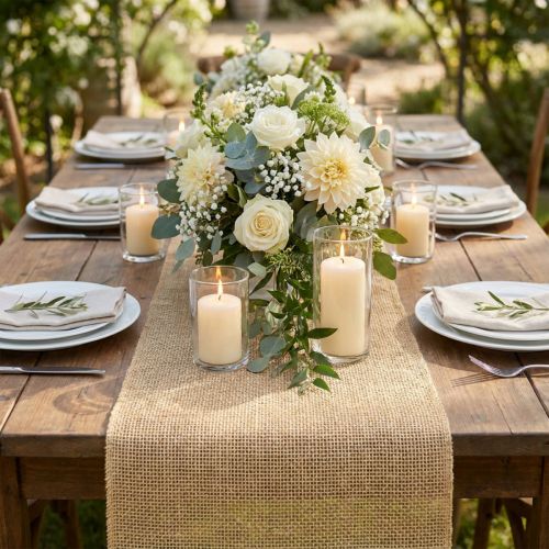 Tenture de Table en Jute Naturelle 29x450 cm - Chemin de Table Décoratif | Floristik24.fr
