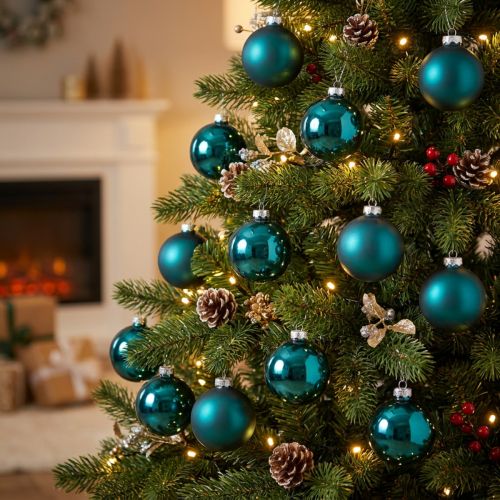 Article Boule de Noël, finition mate et brillante, décoration festive pour sapin, 6 cm, lot de 24.