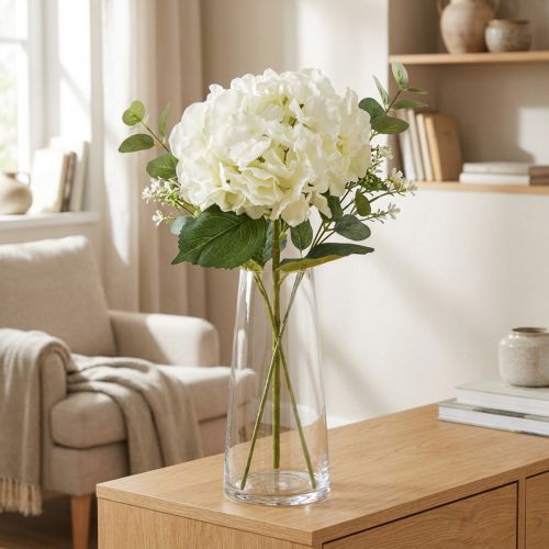 Hortensia artificielle blanche XL Ø23 cm longueur 84 cm | Floristik24.fr