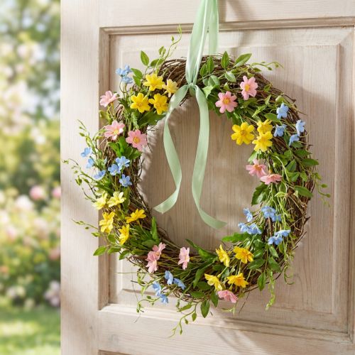 Couronne naturelle en sarment et foin – Ø40 cm | Floristik24.fr