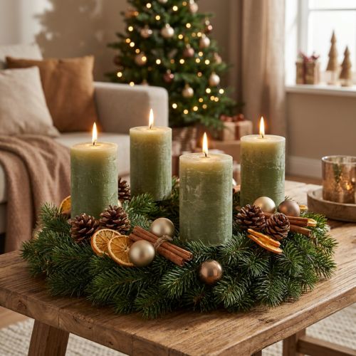 Bougies cylindriques vert olive en cire teintée 85×120 mm – Lot de 2 | Floristik24.fr