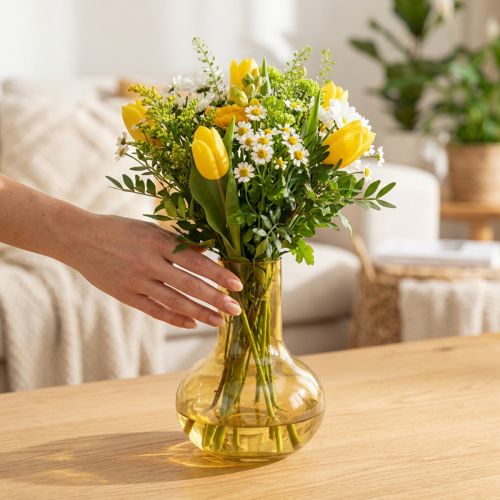 Vase en verre jaune bombé 10,5 cm x 15 cm | Floristik24.fr